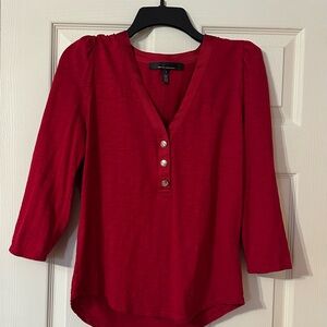 Elegant Red V-neck Button-Down Henley from Whitehouse Blackmarket